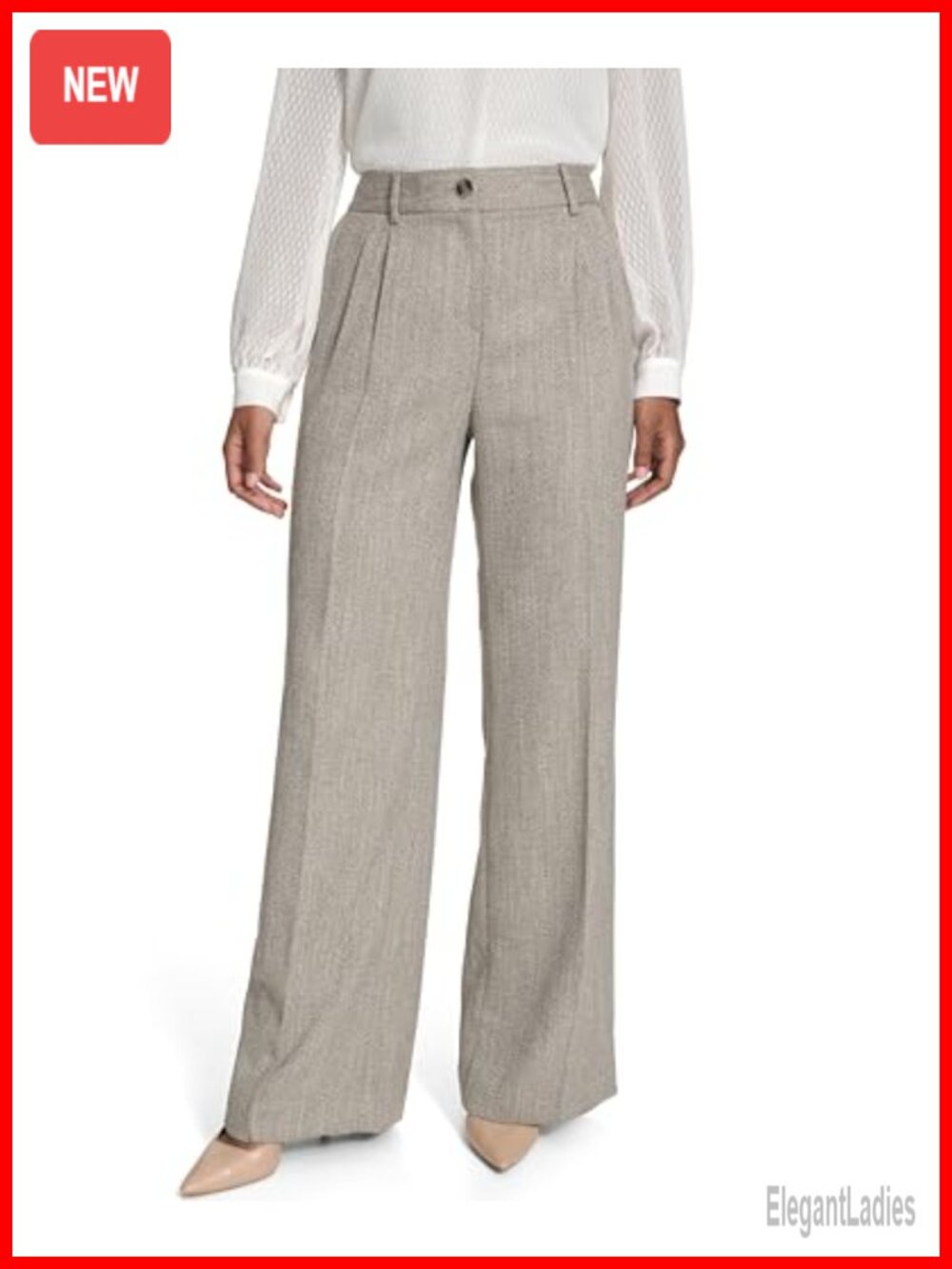 High Rise Wide Leg Pleated Pants 33 Inseam Relaxed Fit